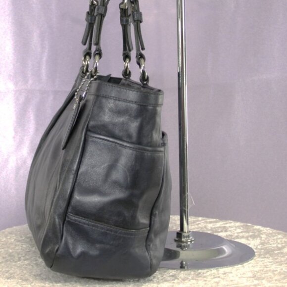 Coach Metallic Blue Leather Tote - Picture 3 of 11